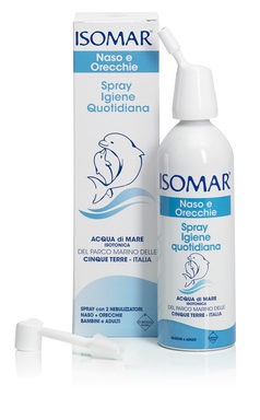ISOMAR spray per igiene quotidiana di naso-orecchie a base di acqua di mare isotonica 100 ml.
