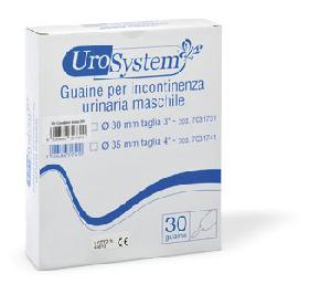 Urosystem 30 guaine donna per incontinenza + 30 strisce biadesive taglia 3 diametro 30 mm.