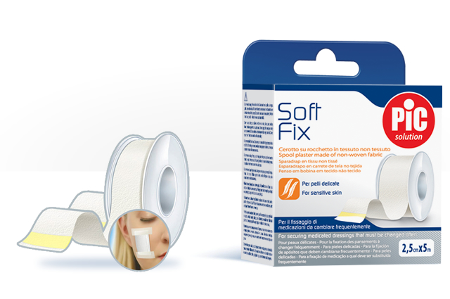 SOFT FIX cerotto per fissaggio in tessuto non tessuto su rocchetto per cambi frequenti su pelli delicate 5cm.x5mt.