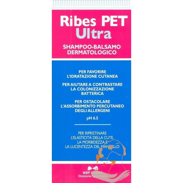 ribes pet ultra shampoo balsamo dermatologico cani e gatti 200 ml.