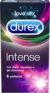 DUREX 6 preservativi intense orgasmic con rilievi, nervature e gel stimolante