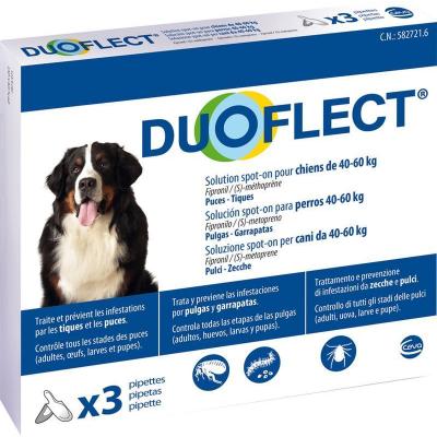 duoflect spot-on antiparassitario per cani da 40 a 60 kg. 3 pipette da 4.24 ml.