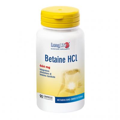betaine HCL integratore a base di betaina e cloruro per il metabolismo dell'omocisteina 660mg 90 capsule