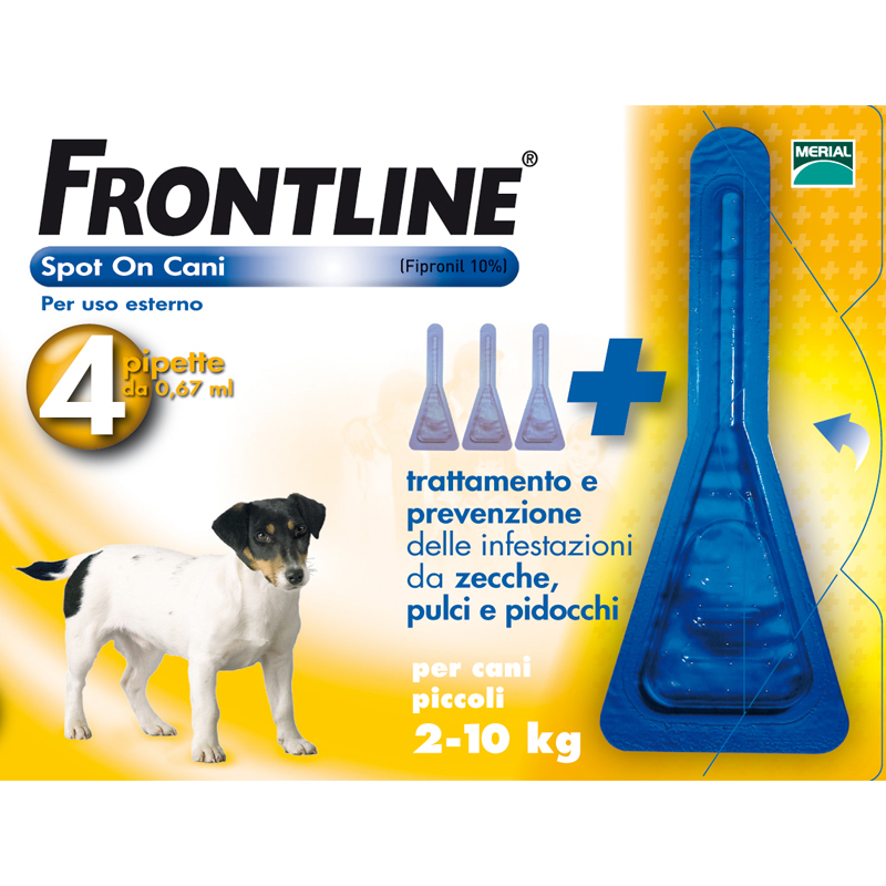 Frontline spoton cani taglia piccola da 2 a 10 kg. 4 pipette 0,67