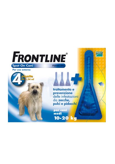 Frontline spot on cani taglia media da 10 a 20 kg. 4 pipette da 1,34 ml.