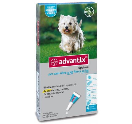 advantix cane spot on antiparassitario da 4 a 10 kg. 4 pipette da 1 ml.