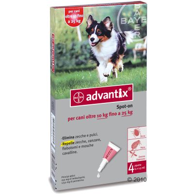 advantix cane spot on antiparassitario da 10 a 25 kg. 4 pipette