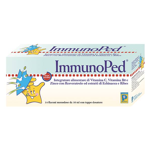 immunoped integratore alimentare per bambini e neonati a base di echinacea e vitamina C 14 flaconi da 10 ml.