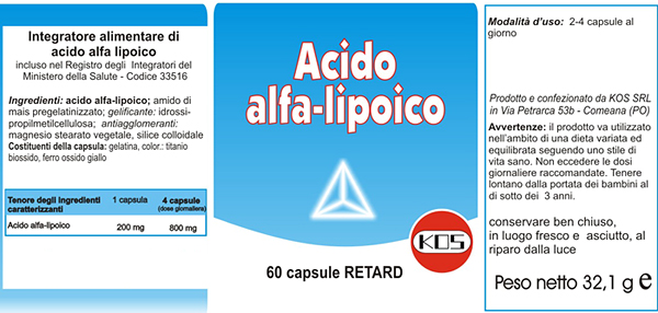 KOS acido alfa lipoico integratore alimentare 60 capsule retard
