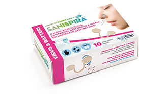 SANISPIRA virus&batteri 10 filtri nasali taglia M (minimo 10,5 mm - massimo 12,5 mm - uomini e donne da 165 cm - 180 cm)