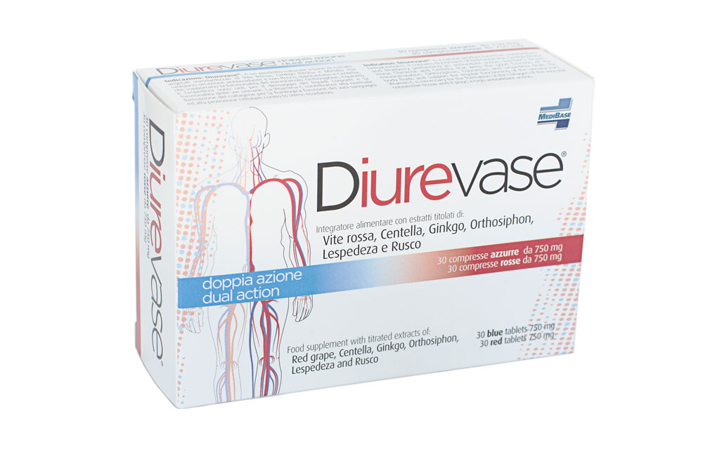 diurevase integratore alimentare 30 compresse azzurre + 30 compresse rosse 750 mg.