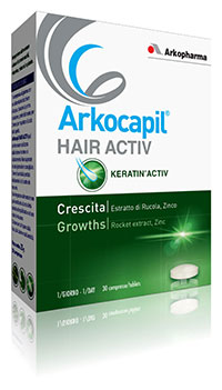 ARKOFARMA arkocapil hair activ integratore alimentare contribuisce a mantenere i capelli in un buono stato di salute 3 blister da 30 compresse