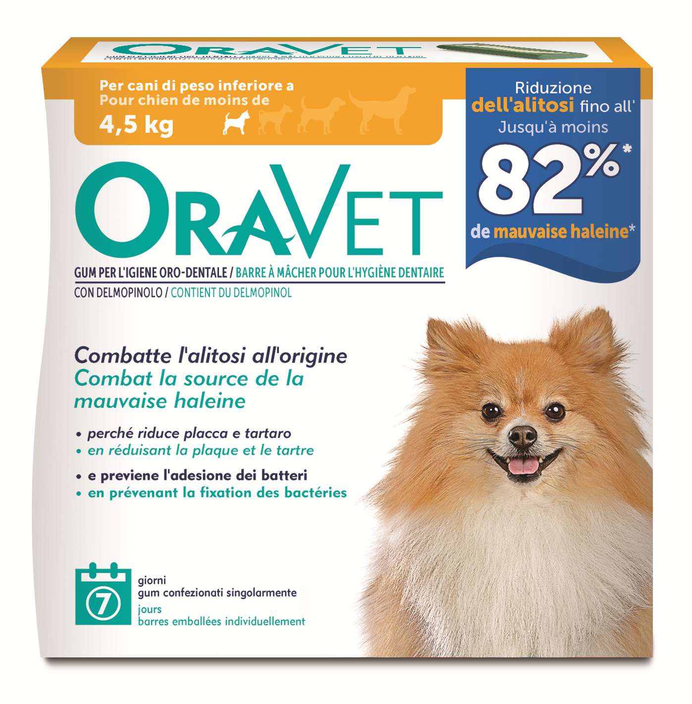 oravet gum XS per igiene orale del cane fino a 4,5 kg. 7 pezzi