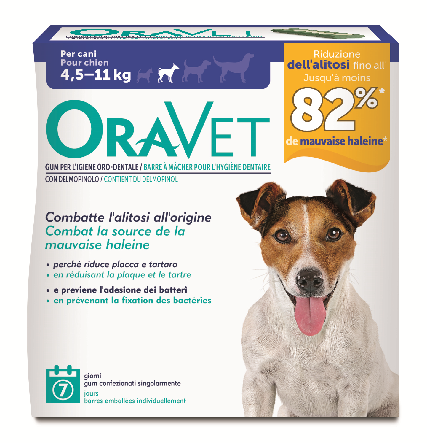 oravet gum S per igiene orale del cane da 4,5 kg. a 11 kg. 7 pezzi
