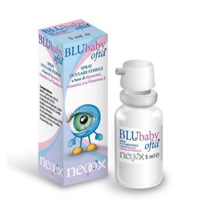 blubaby ofta collirio spray per bambini a base di vitamina A, vitamina E e liposomi 8 ml.