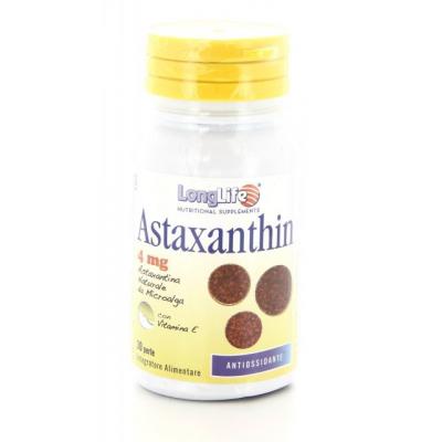 LONGLIFE astaxanthin integratore da astaxantina naturale da microalga per la protezione della vista e della cute 4 mg 30 perle
